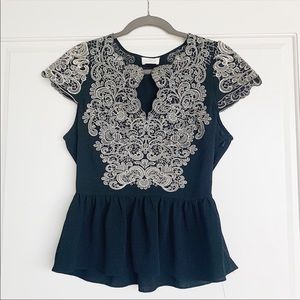 Pins + Needles Embroidered Top